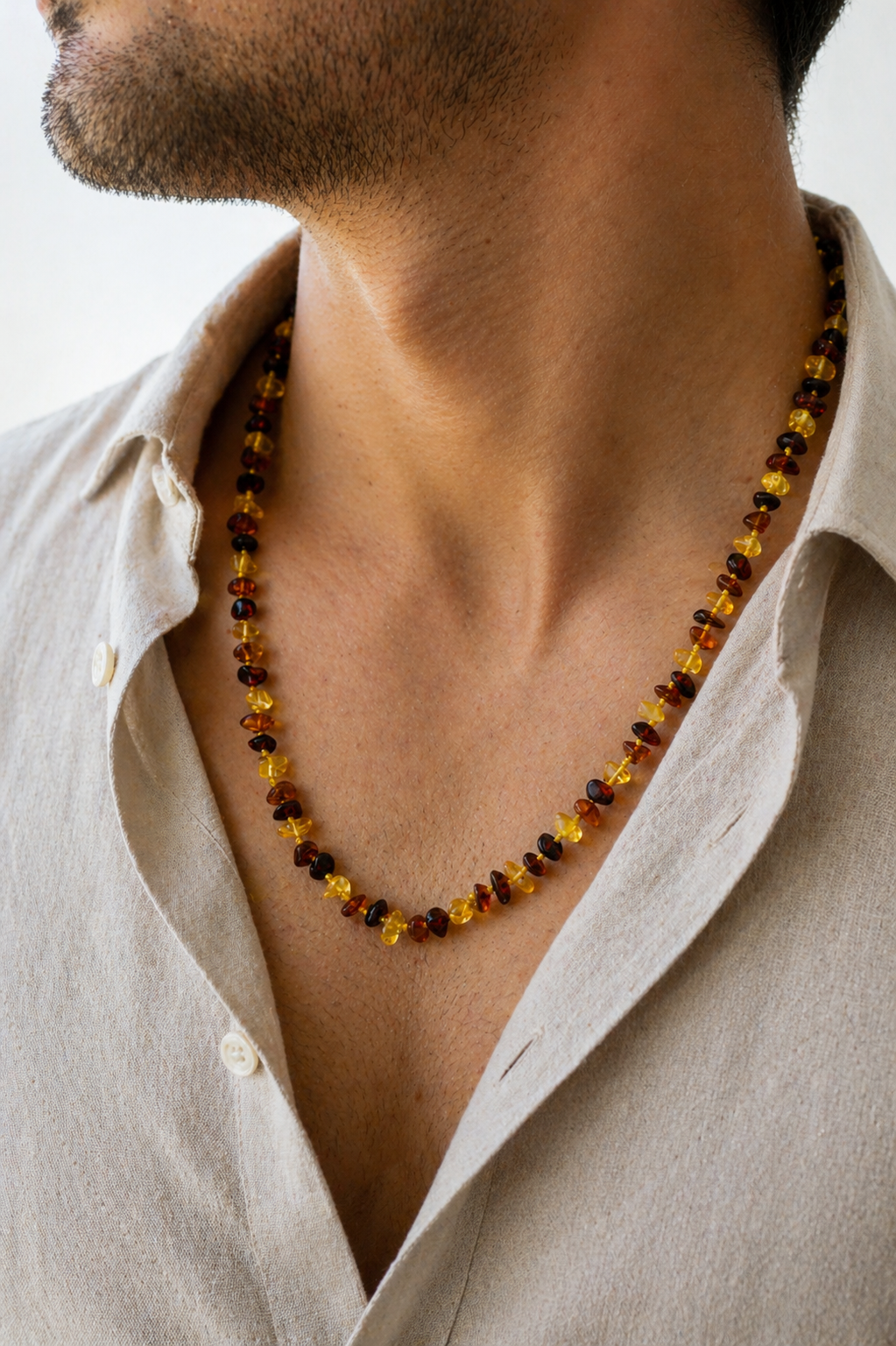 Kehribar Yetişkin Kolye-Unisex- Model 2
