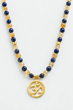 Abundance-Prosperity and Balance - OM(Aum) - Citrine - Lapis Lazuli Natural Stone Necklace