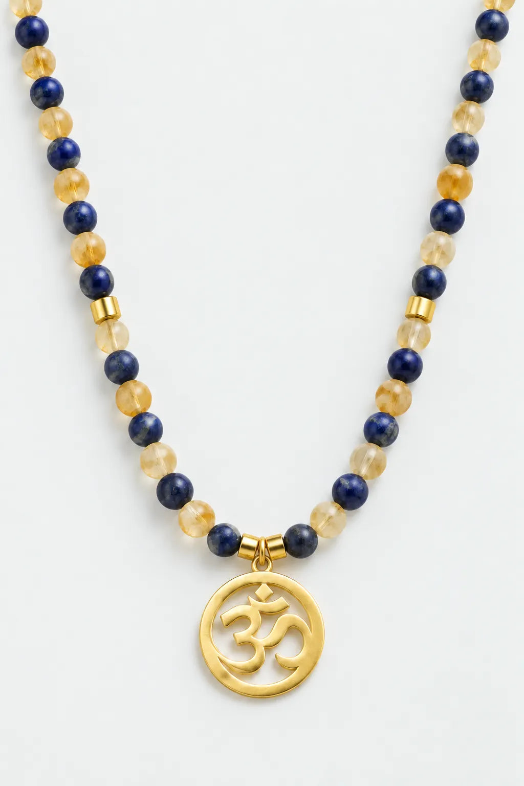 Abundance-Prosperity and Balance - OM(Aum) - Citrine - Lapis Lazuli Natural Stone Necklace