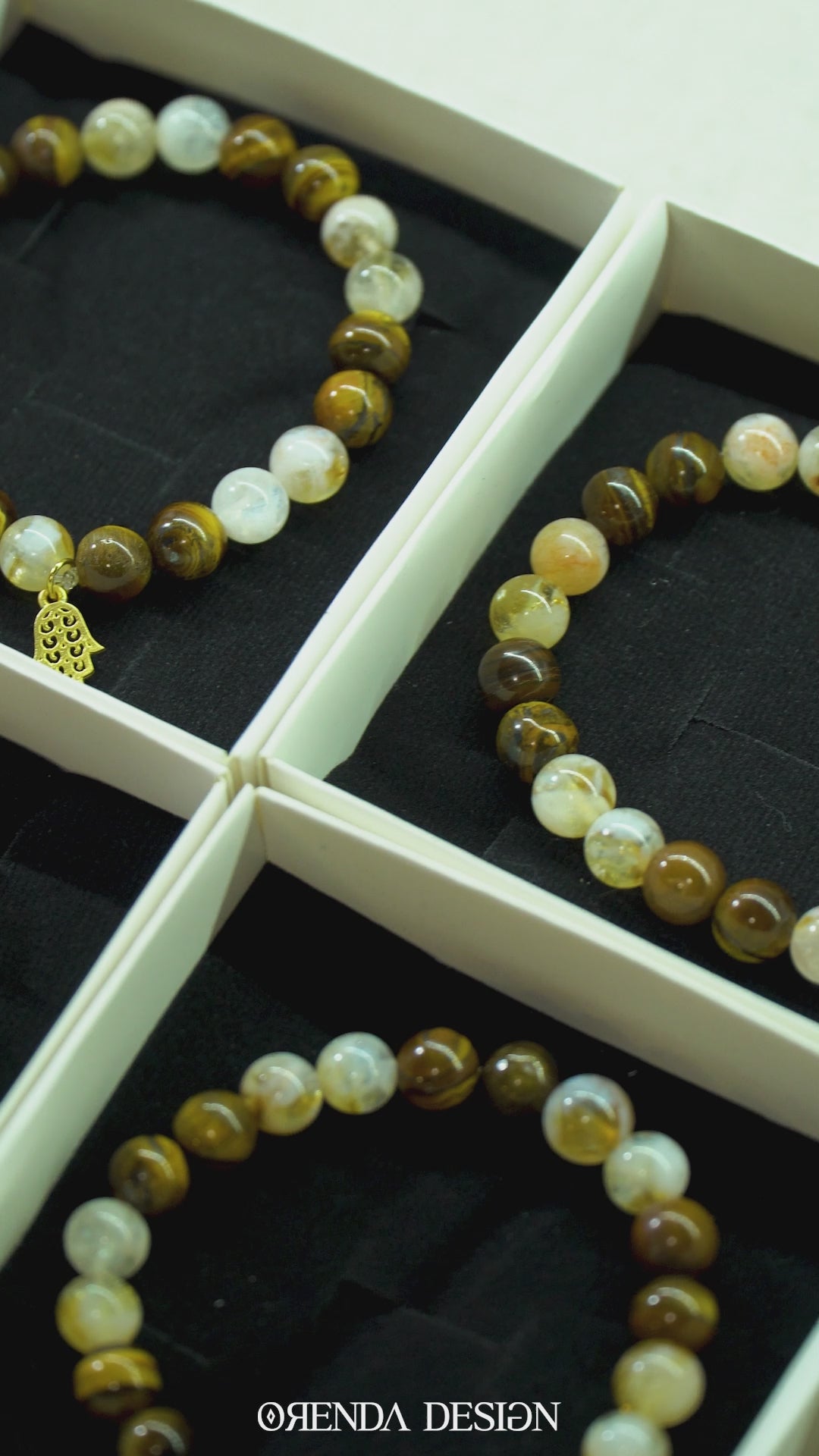Citrine - Tiger Eye and Fatima Hand Symbol Natural Stone Bracelet - FIRE ELEMENT