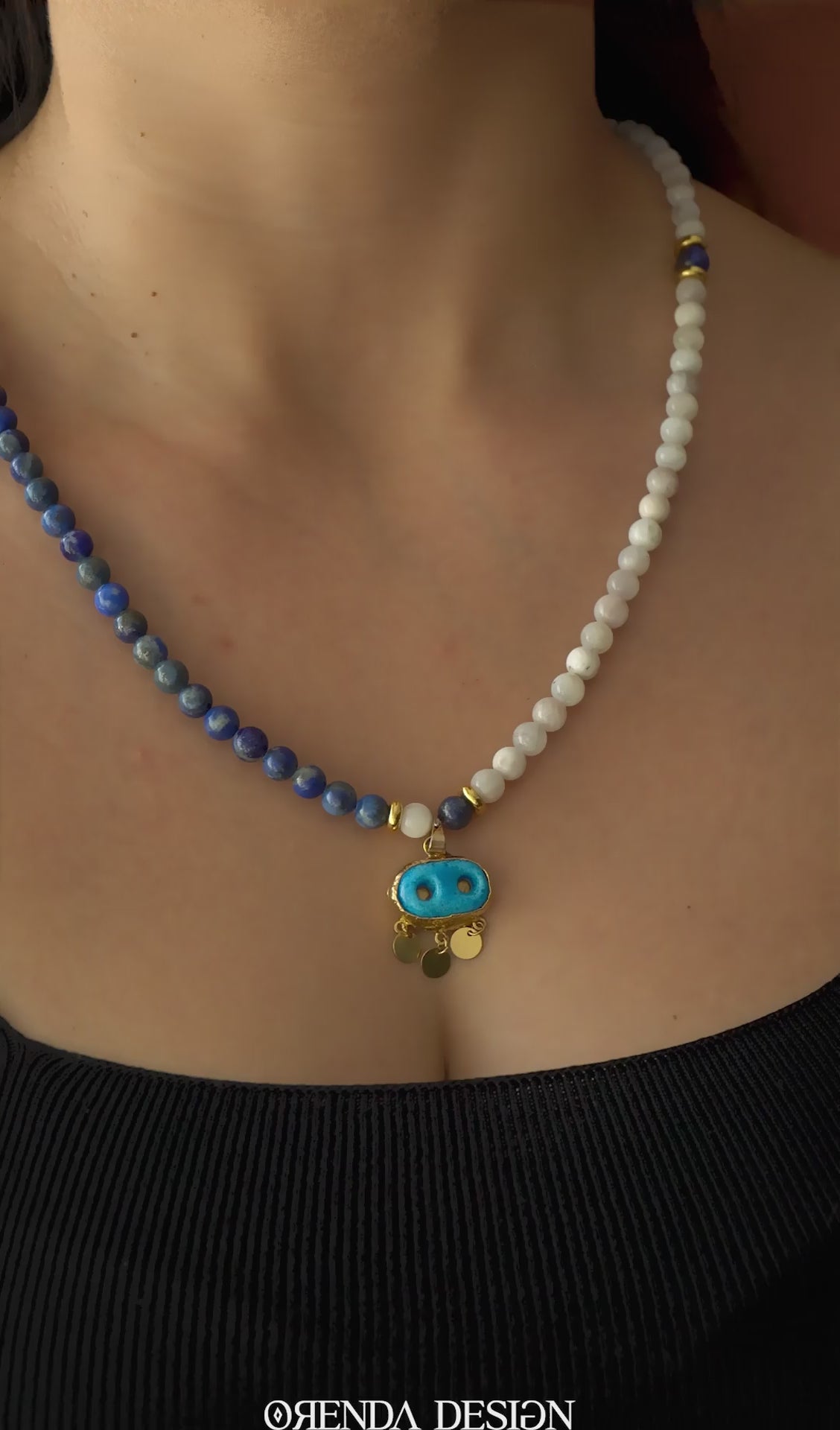 NAZAR KOLYE - Süryani Gözü – Lapis Lazuli – Ay Taşı Doğal Taş Kolye