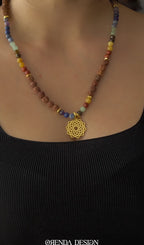 SPIRITUAL BALANCE – Torus- 7 Chakra – Rudhaska- Natural Stone Necklace