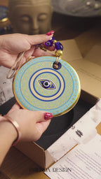 Ethnic Patterned Gold Evil Eye Bead