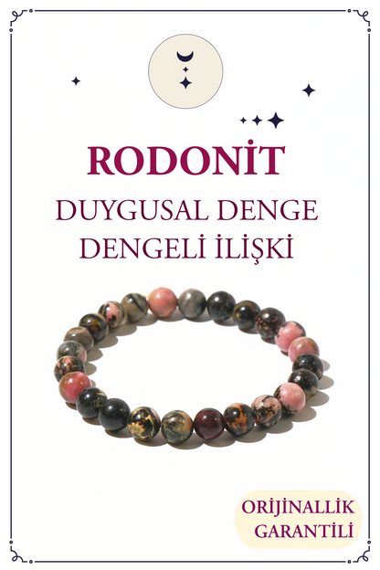 Rhodonite Natural Stone Bracelet (Emotional Balance and Balanced Relationships)
