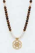 POWER – Seed of Life – Tiger Eye – Moonstone Natural Stone Necklace