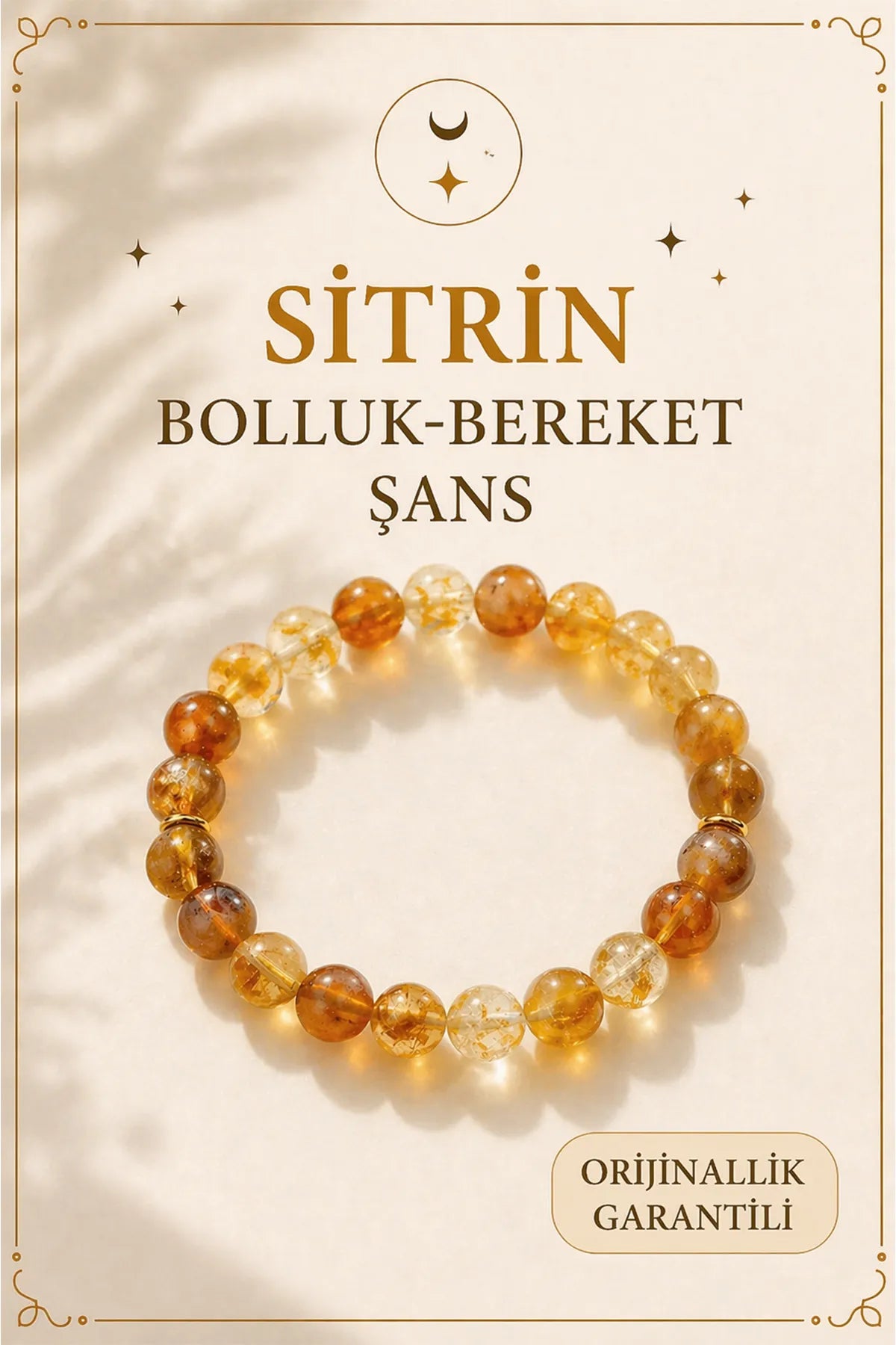 Sitrin Doğal Taş Bileklik (Para Mıknatısı-Şans)