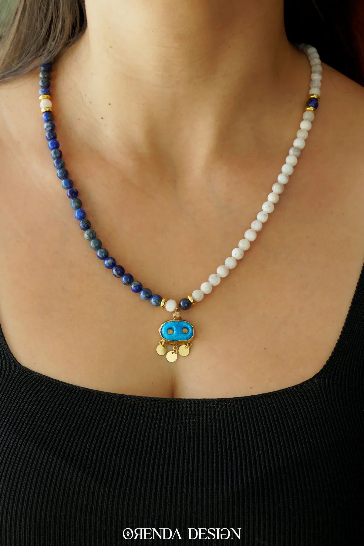 NAZAR KOLYE - Süryani Gözü – Lapis Lazuli – Ay Taşı Doğal Taş Kolye