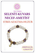 Taç Çakra – Selenit, Kristal Kuvars, Ametist, Necef Taşlı Doğal Taş Bileklik