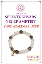 Taç Çakra – Selenit, Kristal Kuvars, Ametist, Necef Taşlı Doğal Taş Bileklik